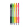 Pilot G2 Neon Gel Pen, Retractable, Fine 0.7 mm, Assorted Neon Colors, PK5 PIL14174